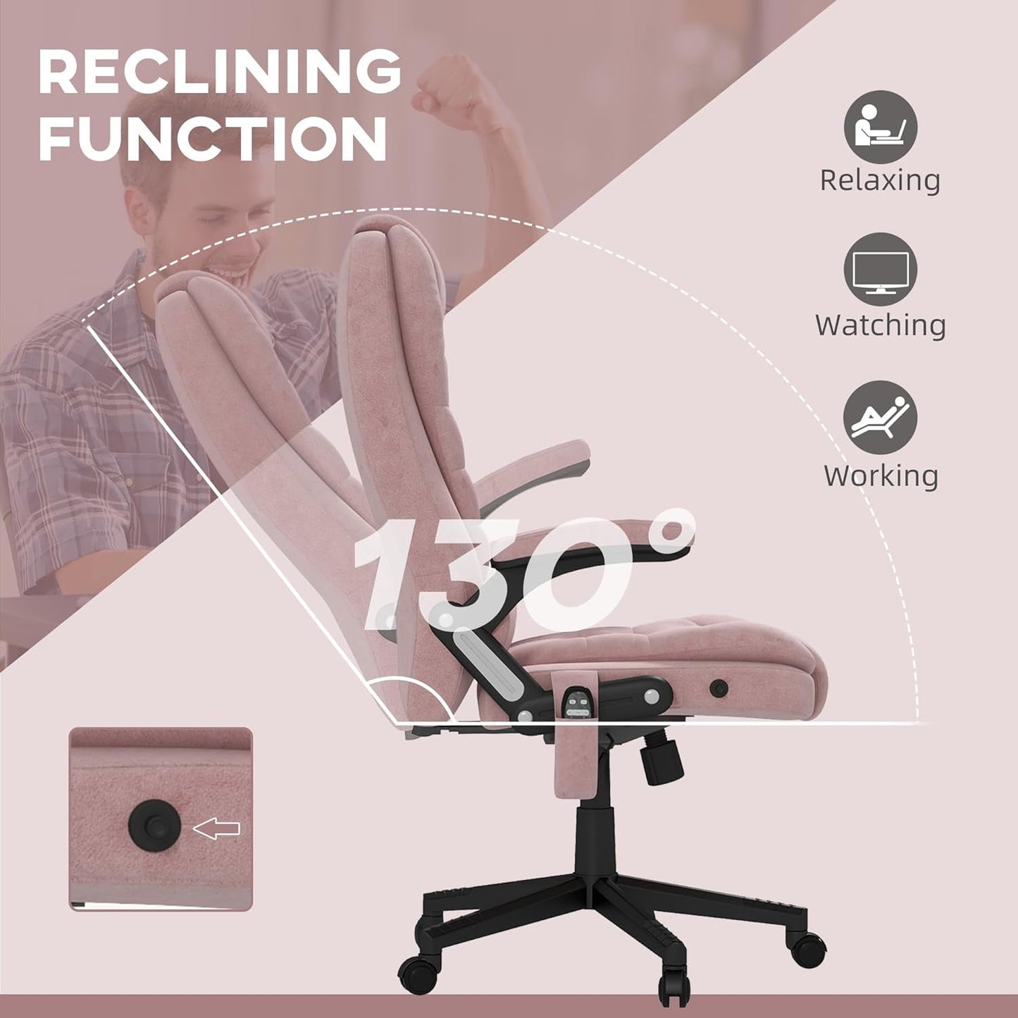 6 Point Vibrating Massage Office Chair with Heat, Velvet High Back