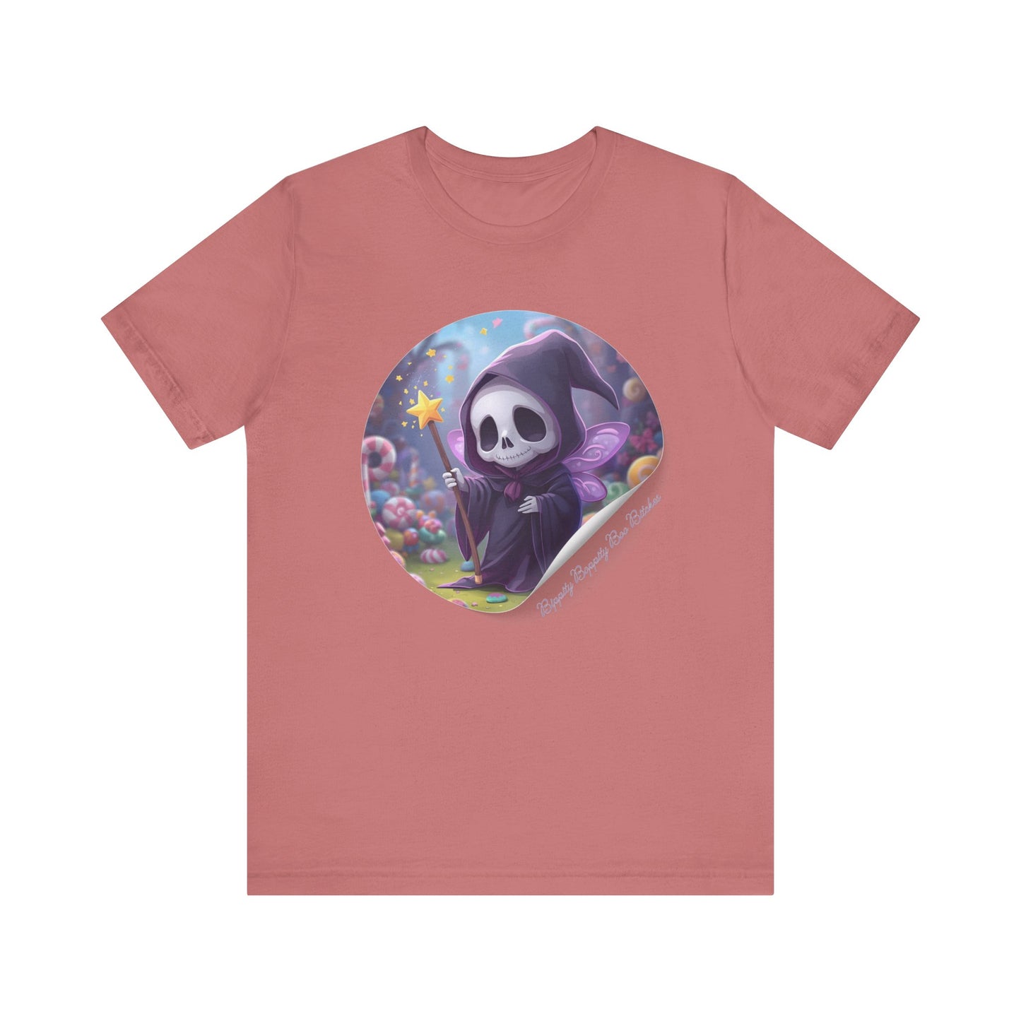 Boppity Boo Cute Grim Reaper Tee, Soft Unisex Jersey T-Shirt, Fun Halloween Shirt, Goth Aesthetic Apparel