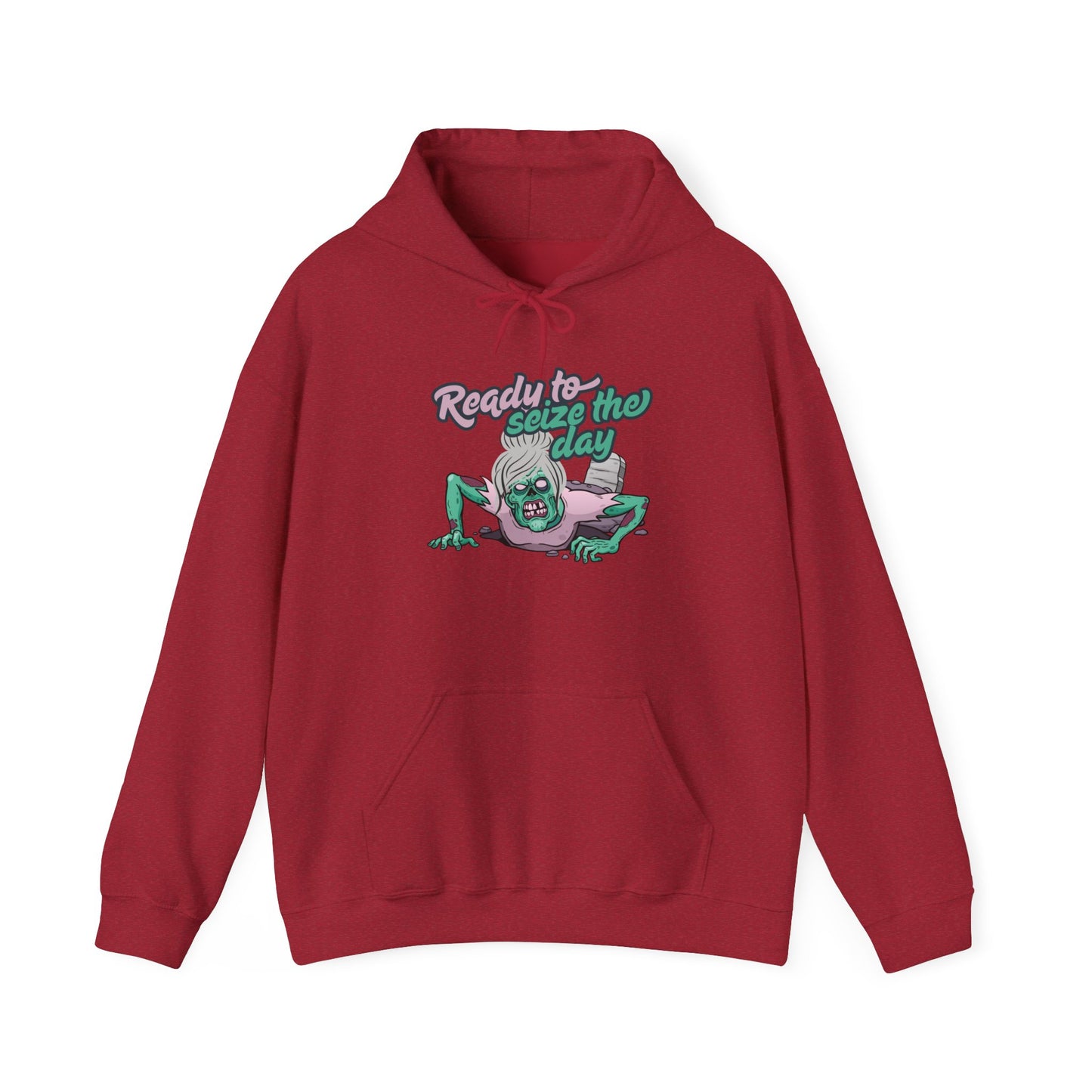 Zombie Vibes Hooded Sweatshirt - Seize the Day, Halloween Gift, Cozy Fall Wear, Unisex Pullover, Casual Comfort