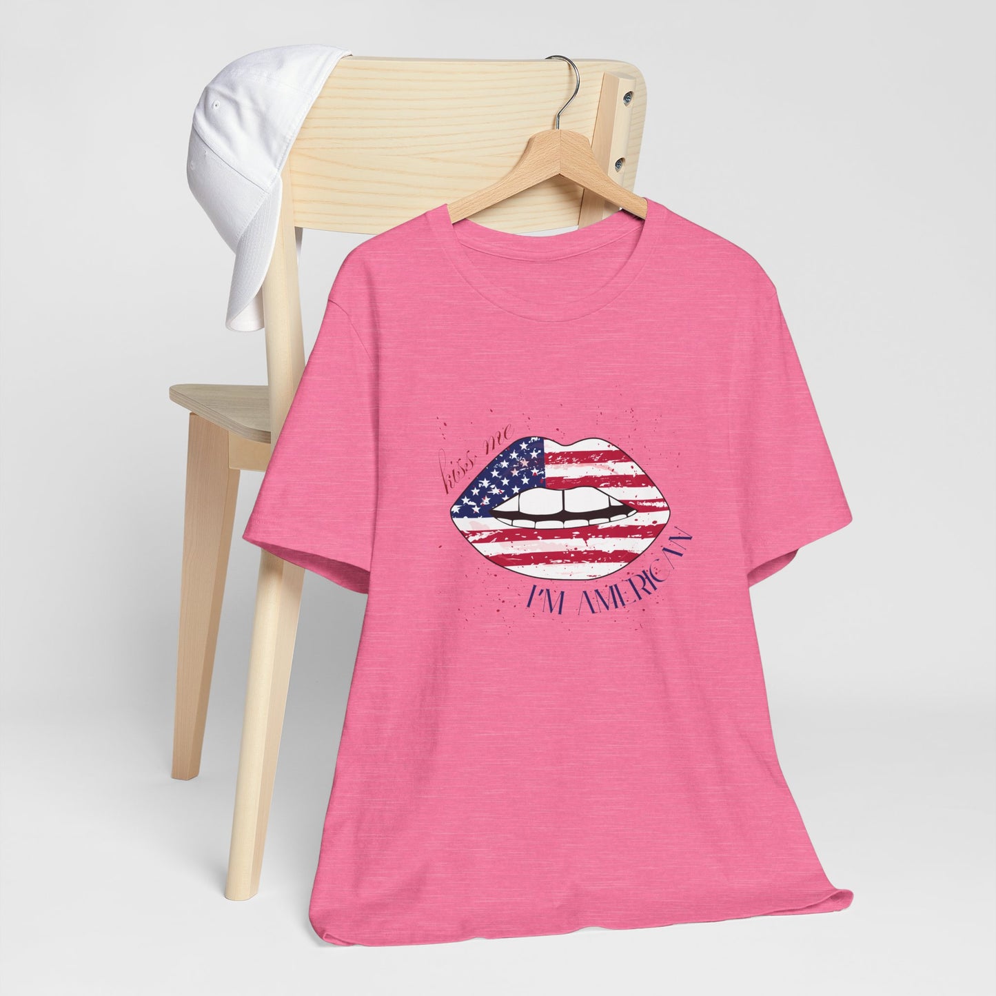 Patriotic Kiss Graphic Tee | Unisex Casual Top, Fourth of July Shirt, Summer Outfit, Gift for Her, USA Pride Wear