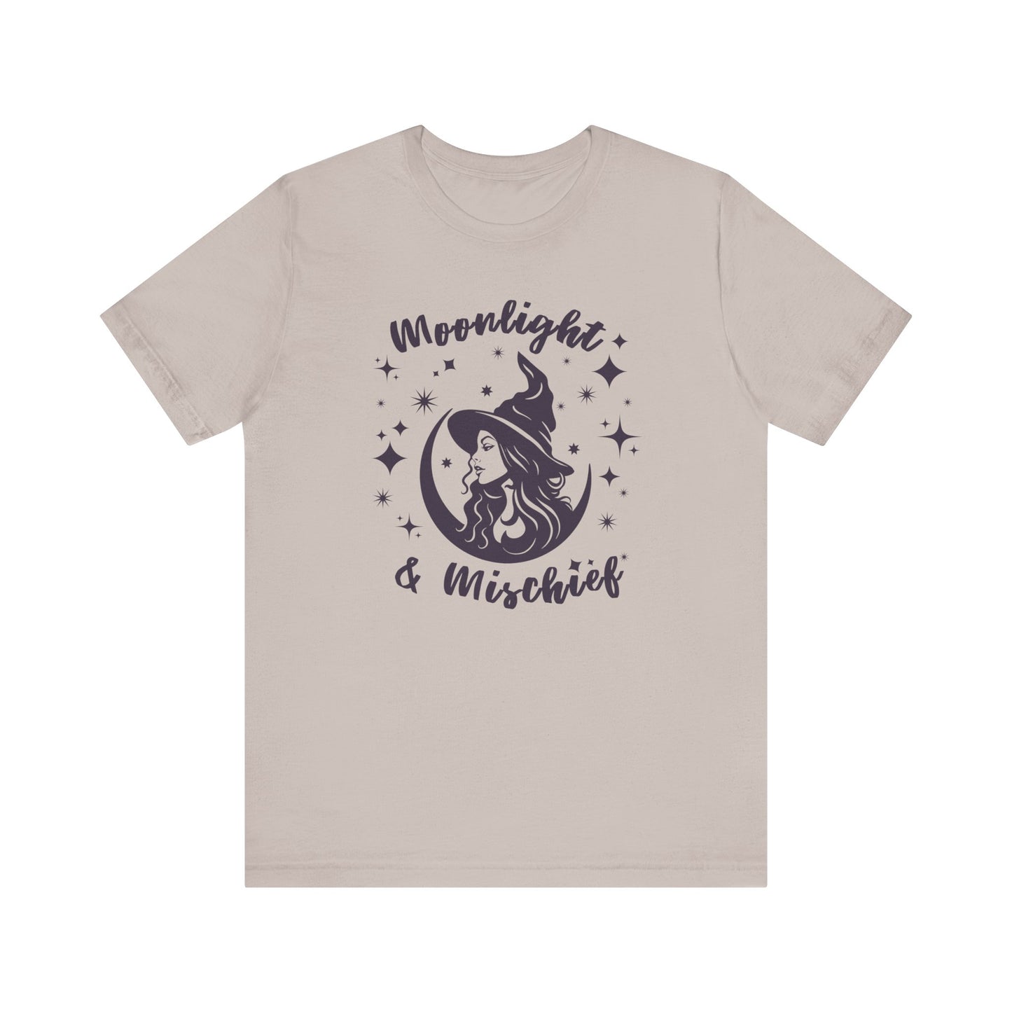Moonlight & Mischief Witchy Tee - Unisex Short Sleeve Shirt for Halloween, Gifts for Her, Witchy Vibes, Casual Wear, Cozy Style