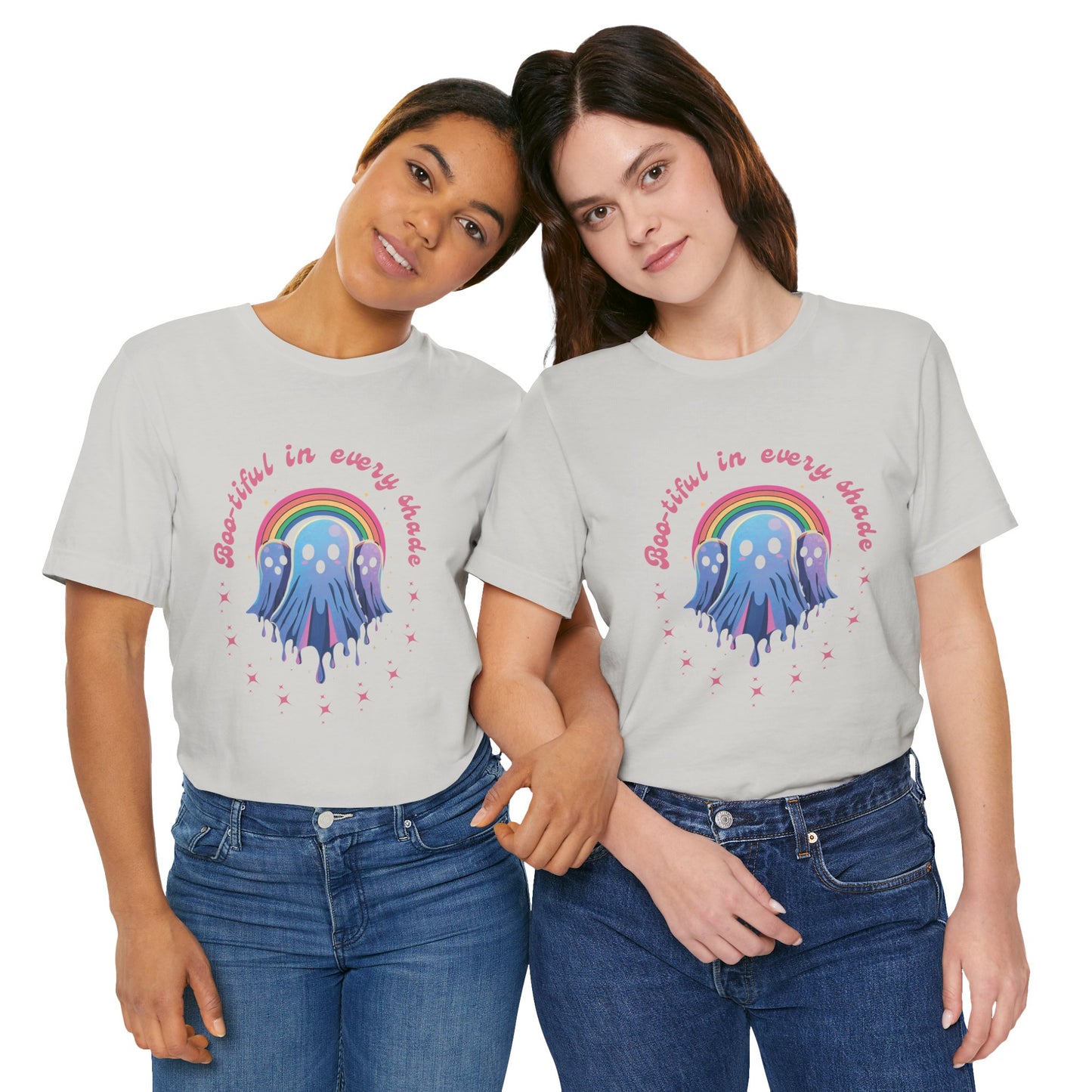 Bootiful in Every Color - Vibrant Rainbow Ghost Tee - Fun Casual T-shirt, Ghost Lovers Apparel, LGBTQ+ Pride Shirt, Halloween Costume Top, Colorful Graphic Tee