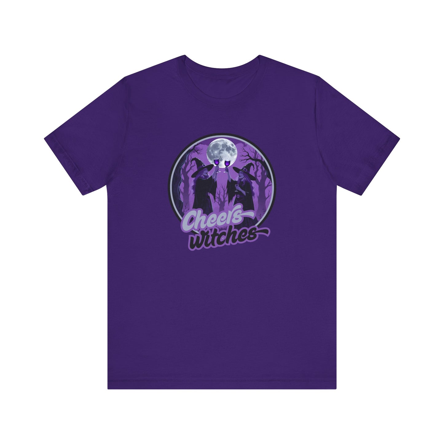 Cheers Witches Short Sleeve Tee - Spooky Vibes, Halloween Shirt, Unisex Graphic Tee, Witchy Apparel, Gift for Witches, Casual Witchwear