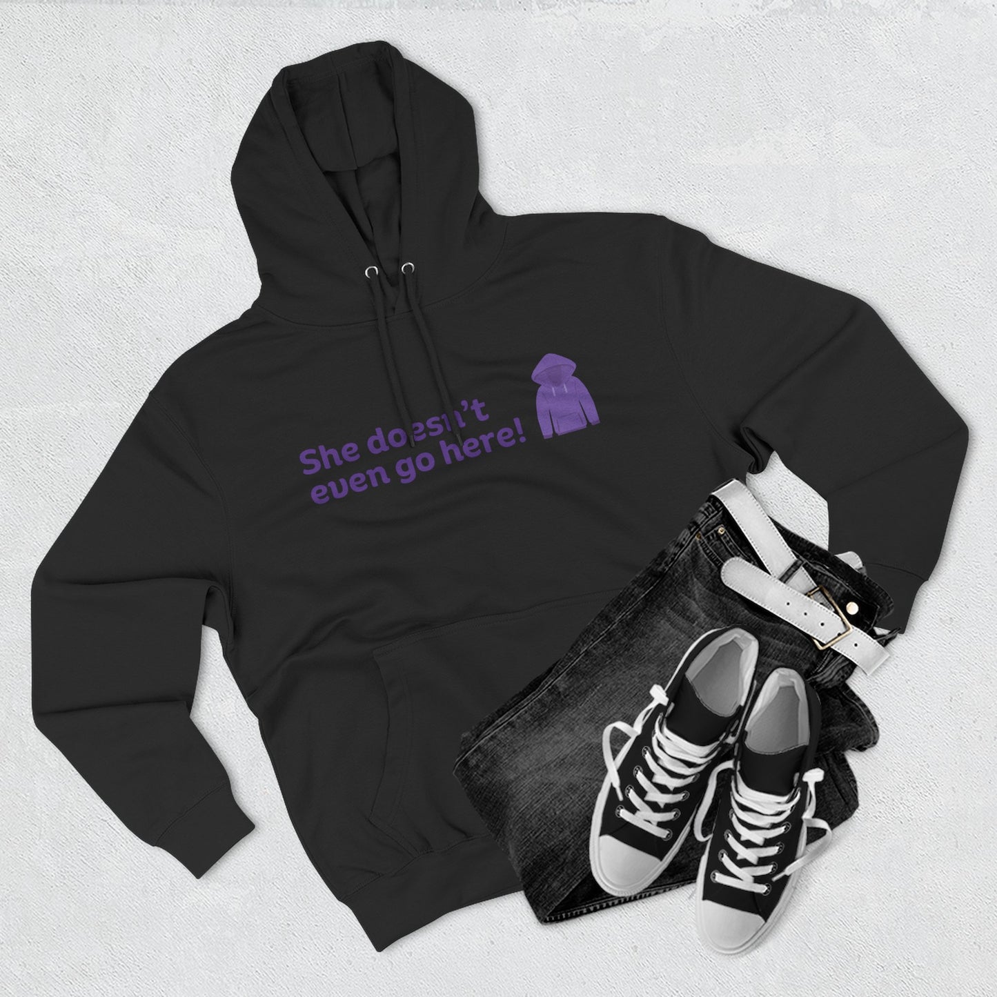 She Doesn't Go Here Statement Hoodie for Fun-Loving Souls | Cozy Fleece Pullover, Ideal Gift for Friends or Birthdays, Funny Quote Apparel