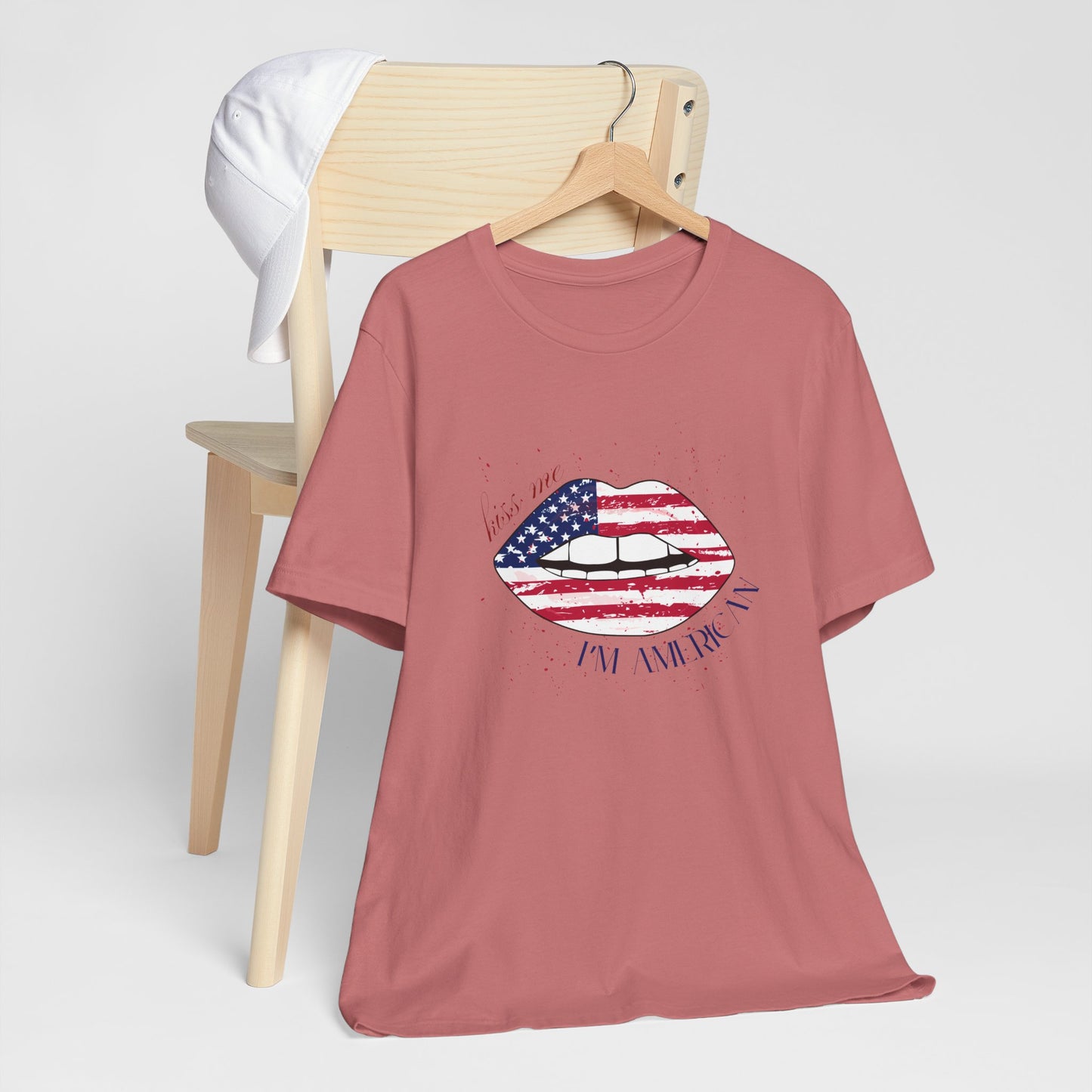 Patriotic Kiss Graphic Tee | Unisex Casual Top, Fourth of July Shirt, Summer Outfit, Gift for Her, USA Pride Wear