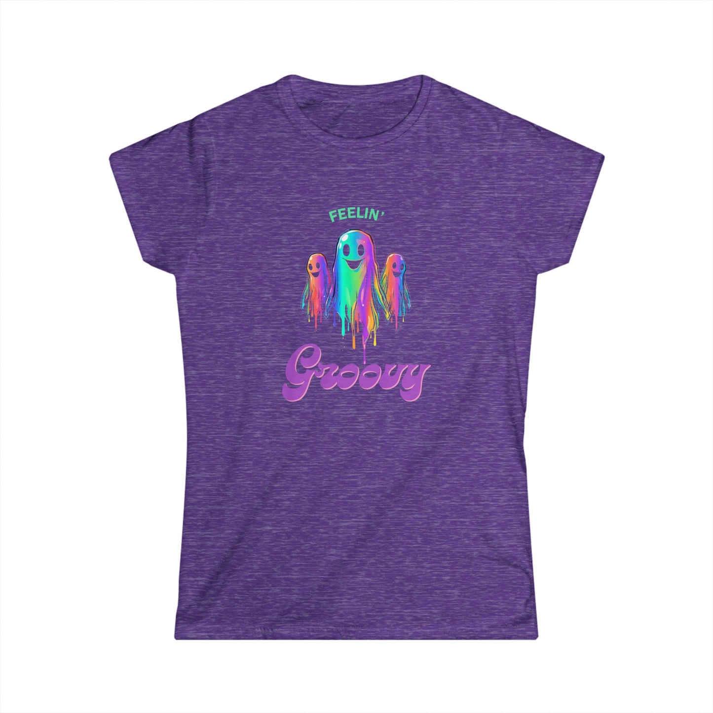 Groovy Ghosts Women's Softstyle Tee - Fun Casual Top, Vibrant Graphic Tee, Festival Shirt, Gift for Friends, Summer Vibes