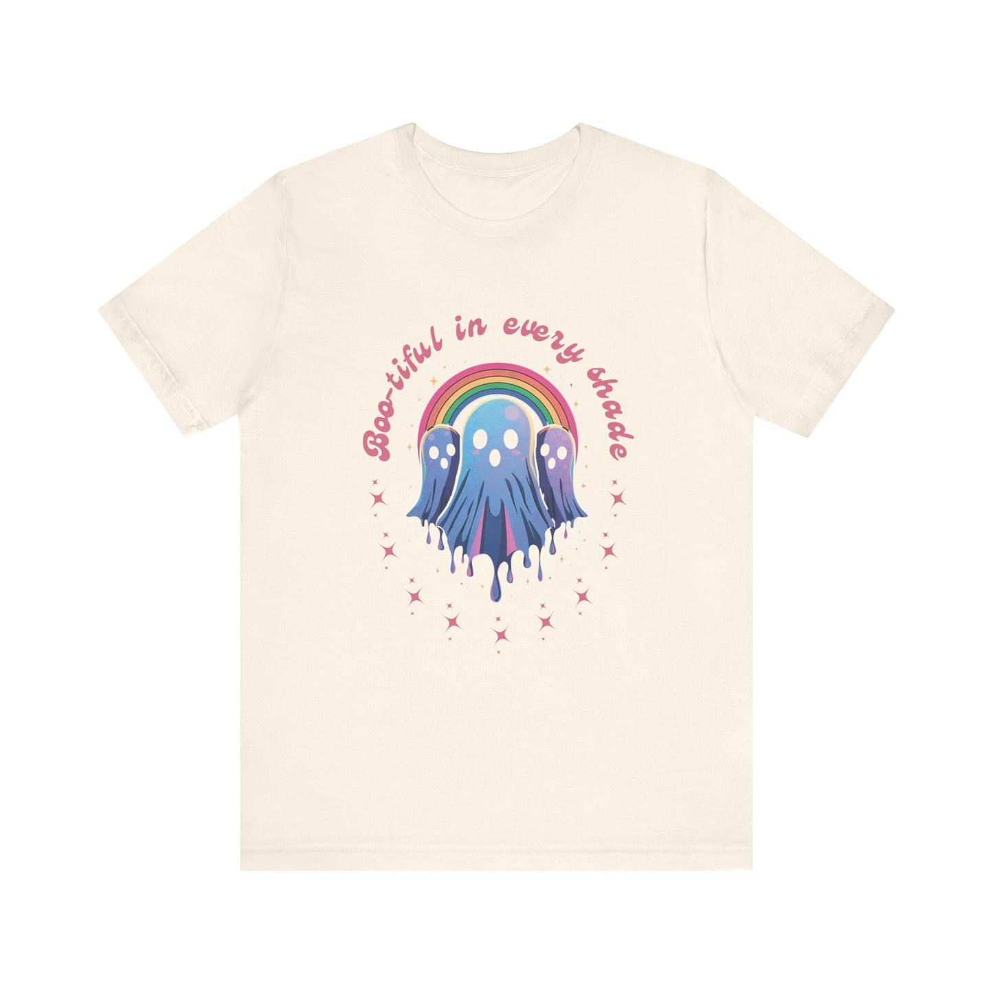 Bootiful in Every Color - Vibrant Rainbow Ghost Tee - Fun Casual T-shirt, Ghost Lovers Apparel, LGBTQ+ Pride Shirt, Halloween Costume Top, Colorful Graphic Tee