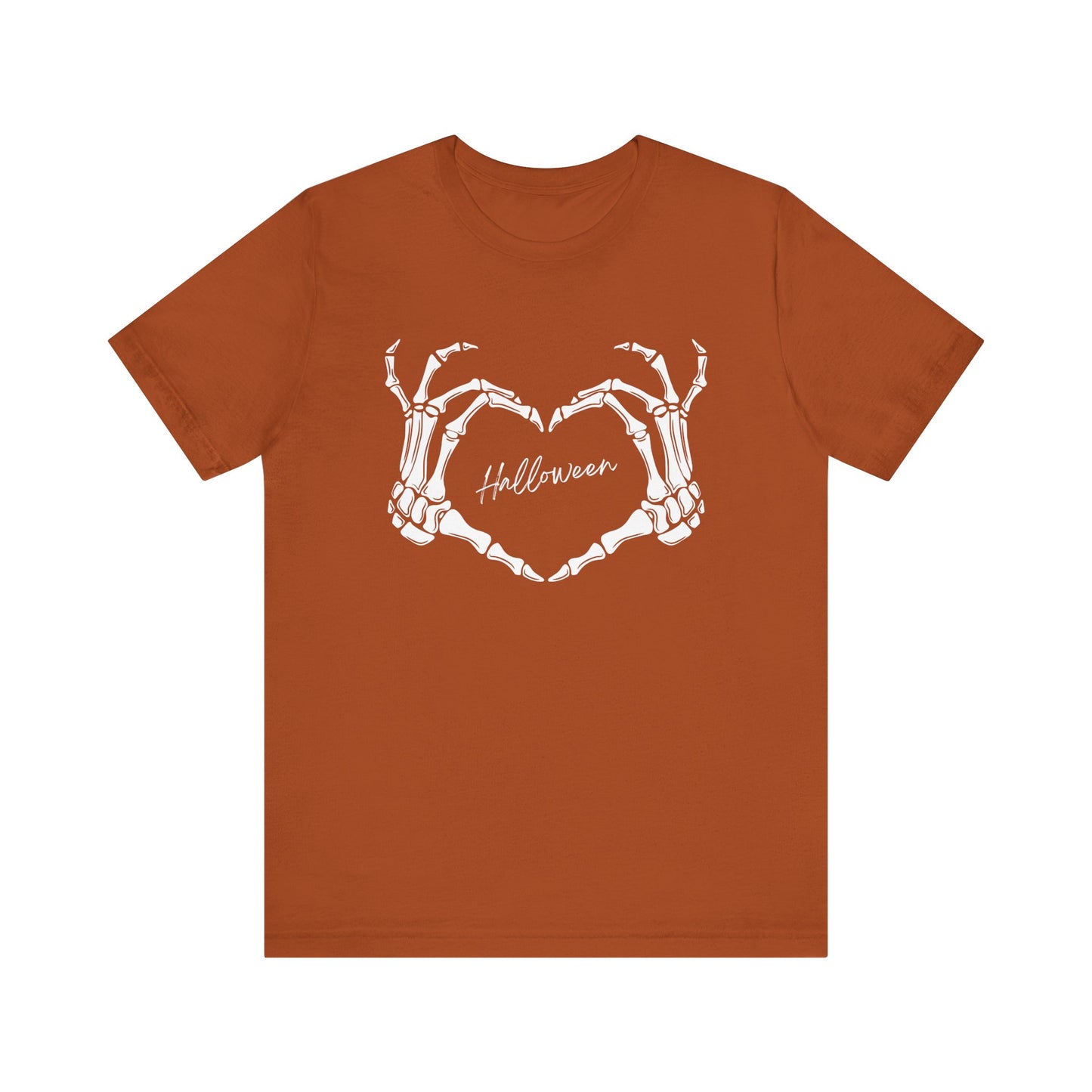 Skeleton Heart Hands Casual Graphic Tee - Perfect for Everyday Fall Spooky Season and Halloween Lovers