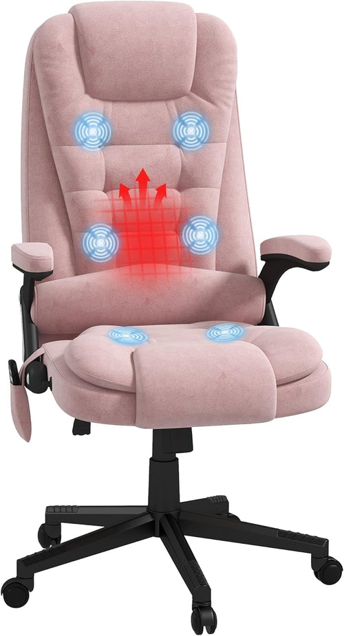 6 Point Vibrating Massage Office Chair with Heat, Velvet High Back