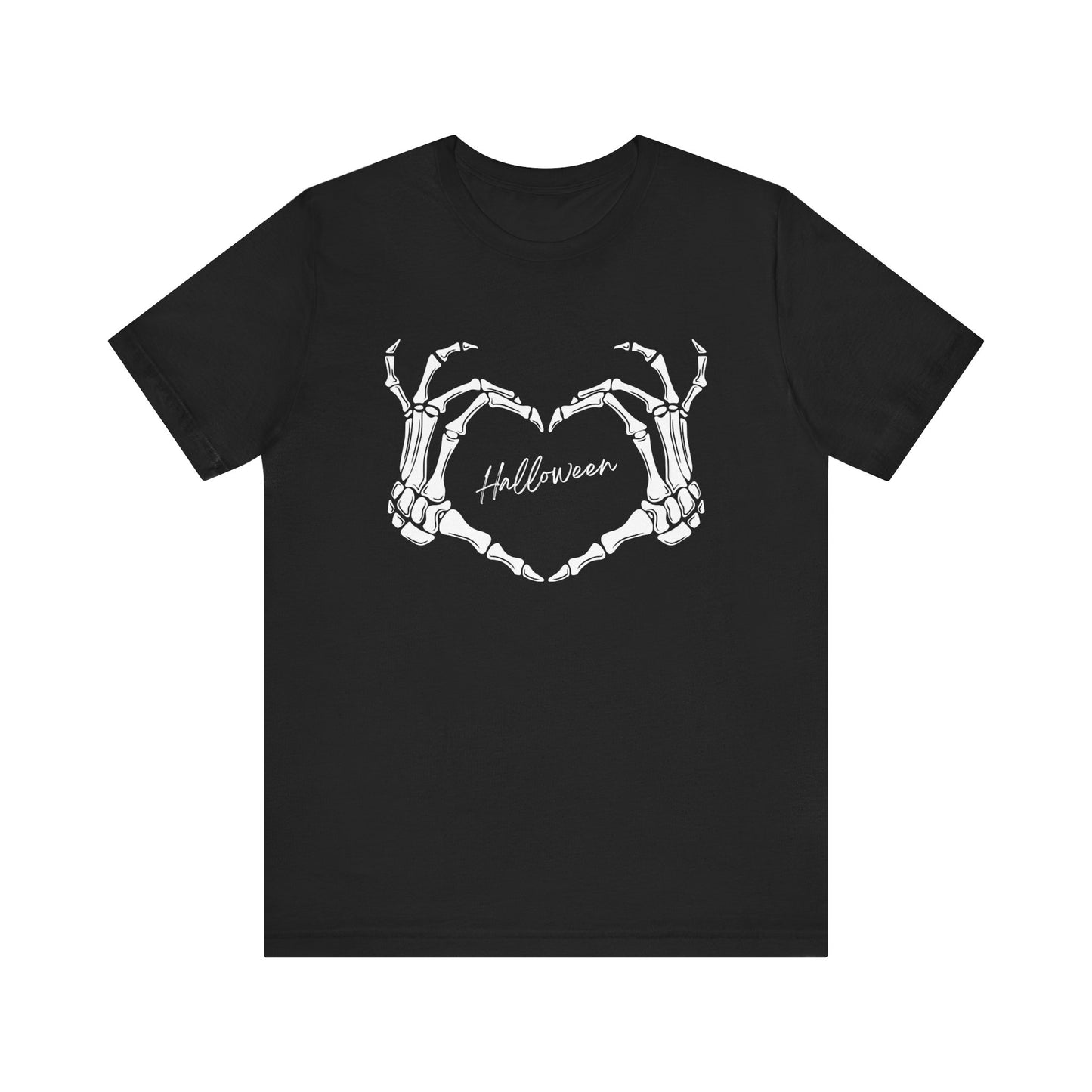 Skeleton Heart Hands Casual Graphic Tee - Perfect for Everyday Fall Spooky Season and Halloween Lovers