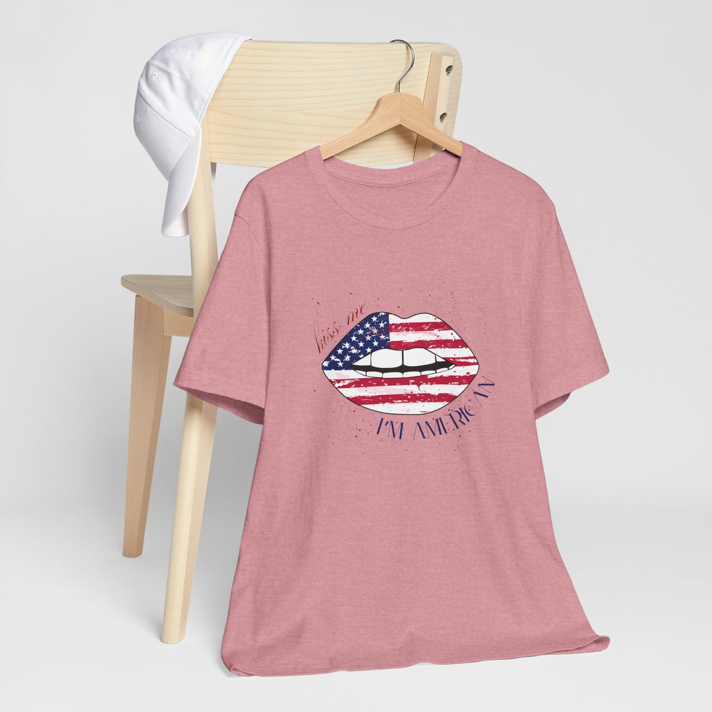 Patriotic Kiss Graphic Tee | Unisex Casual Top, Fourth of July Shirt, Summer Outfit, Gift for Her, USA Pride Wear