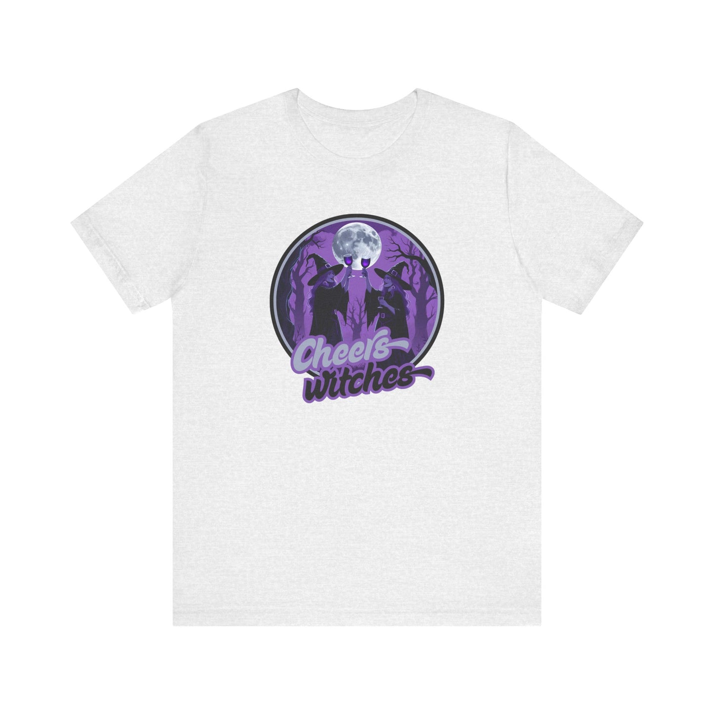 Cheers Witches Short Sleeve Tee - Spooky Vibes, Halloween Shirt, Unisex Graphic Tee, Witchy Apparel, Gift for Witches, Casual Witchwear
