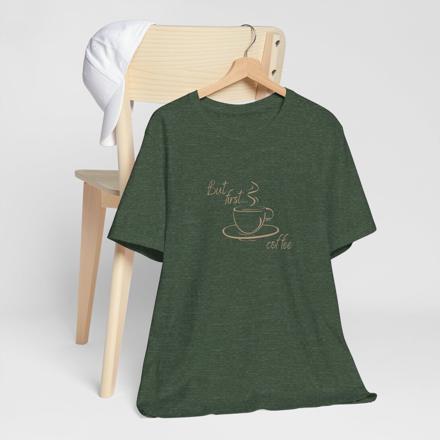 But First Coffee, Coffee Lover's Unisex Tee, Perfect for Casual Days, Gift for Coffee Enthusiasts, Relaxed Fit, Everyday Wear, Fun Coffee Shirt