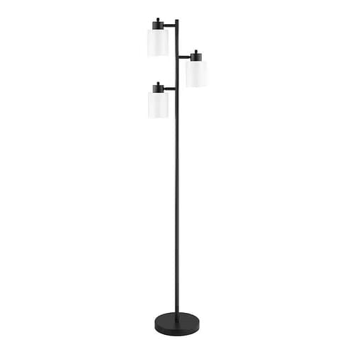 Modern 3-Light Floor Lamp in Black Metal Finish with White Plastic