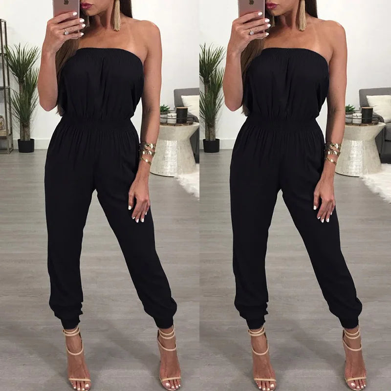 Womens Bandage Evening Party Playsuit Ladies Romper Long Jumpsuit