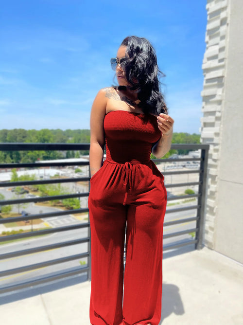 Summer Sexy Tube Top Wide-leg Jumpsuit Women Fashion Casual Loose