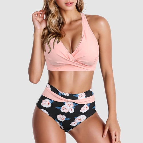 Fashion Womens High Waisted Bikini Push Up Vintage Swimsuits Halter