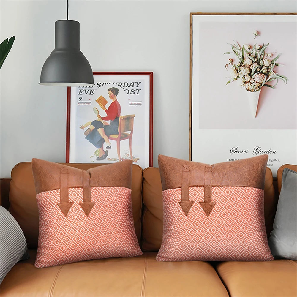 PU Leather Luxury Pillow Case 45*45 Pillowcase Patchwork Pillow Cover