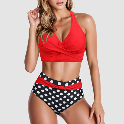 Fashion Womens High Waisted Bikini Push Up Vintage Swimsuits Halter