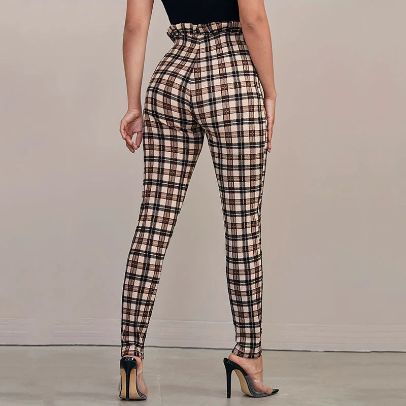 2024 New Spring Europe and America Women's Plaid Ankle-Length Pants,