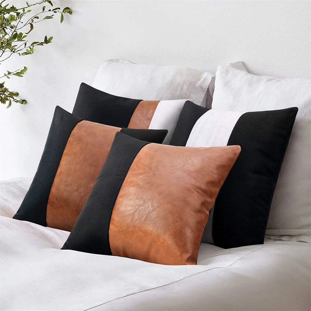 PU Leather Luxury Pillow Case 45*45 Pillowcase Patchwork Pillow Cover