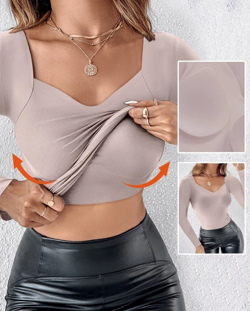 Women's Top V Neck Shapewear Seamless Tank High Strechy Long Sleeve