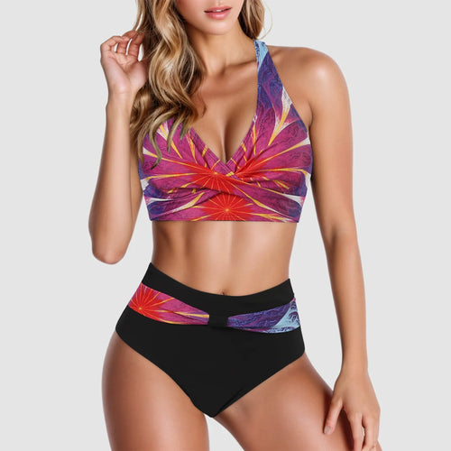 Fashion Womens High Waisted Bikini Push Up Vintage Swimsuits Halter