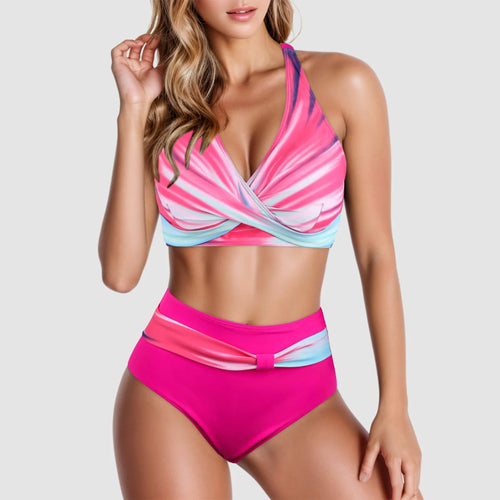 Fashion Womens High Waisted Bikini Push Up Vintage Swimsuits Halter