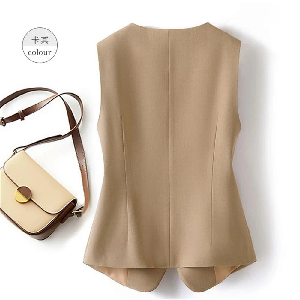 New Top Waist Slimming Small Suit Sleeveless Short Section All-Match