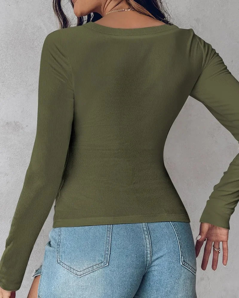 T-shirt for Women Sexy Bottom Interior Top U Neck Shapewear Seamless