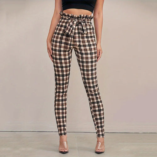2024 New Spring Europe and America Women's Plaid Ankle-Length Pants,