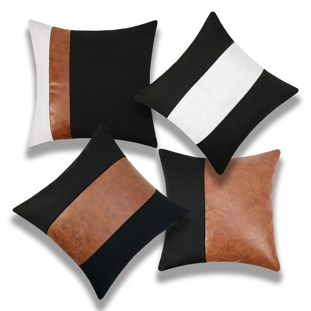 PU Leather Luxury Pillow Case 45*45 Pillowcase Patchwork Pillow Cover