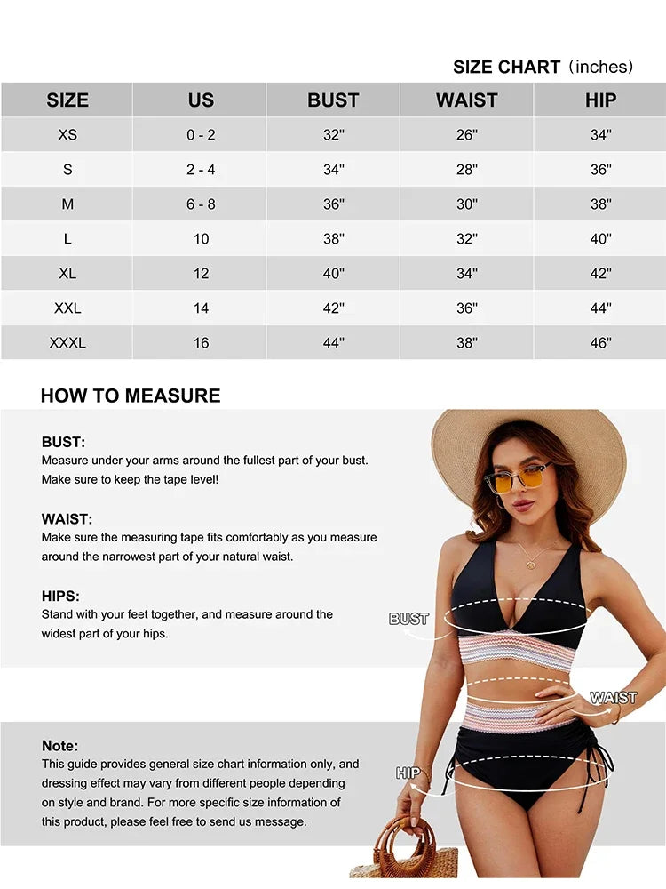 Summer 2024 Women High Waisted Bikini Sets Tummy Control Swimsuits