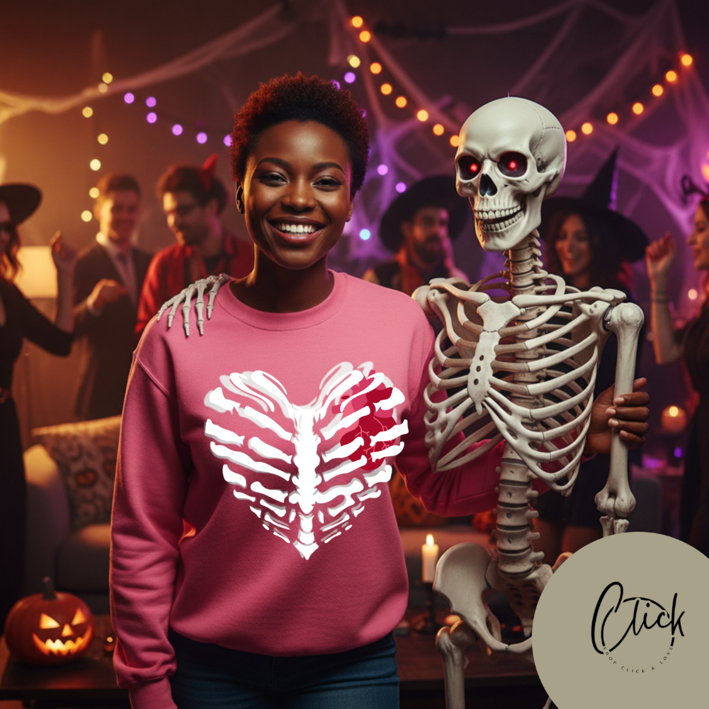 Skeleton Heart Sweatshirt, Unisex Crewneck, Halloween Sweatshirt, Gothic Style