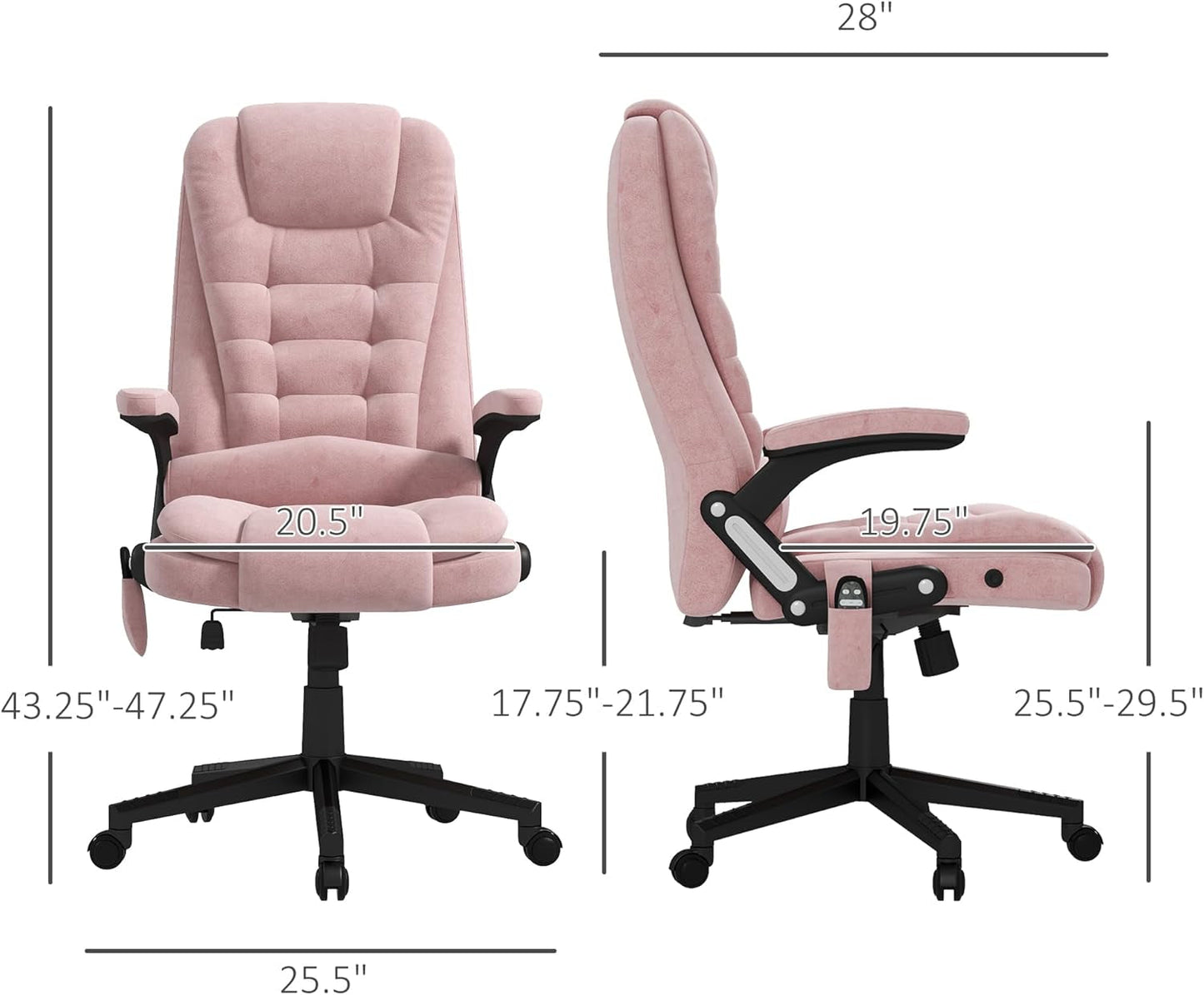 6 Point Vibrating Massage Office Chair with Heat, Velvet High Back