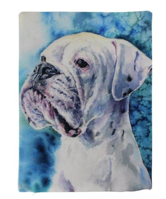 White Boxer | Watercolor Boxer | 12x18 | Pillow Cover | Home Decor |