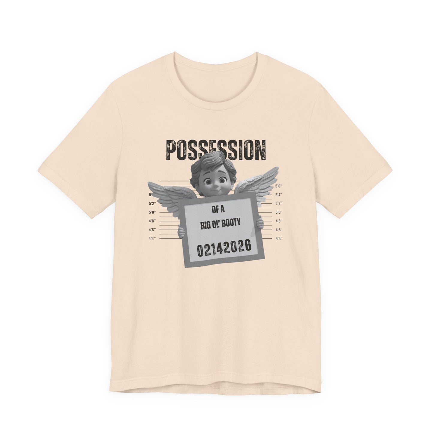 Possession of a Big Ol' Booty Tee – Funny Mugshot Angel Graphic Valentines Shirt