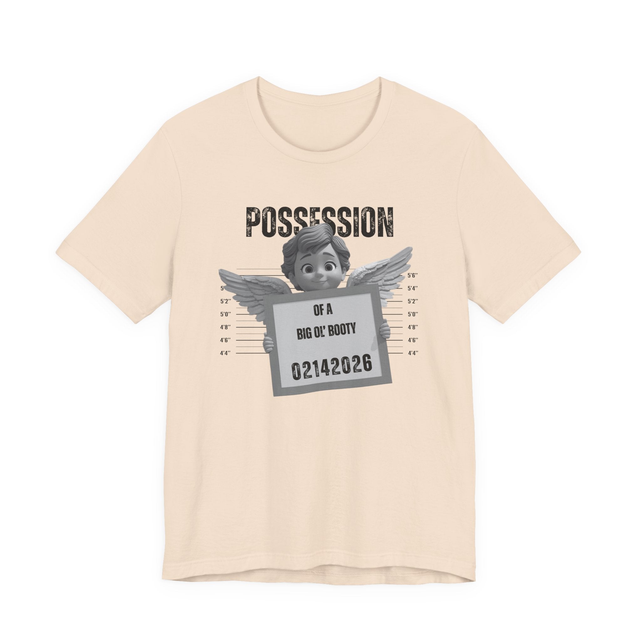 Possession of a Big Ol' Booty Tee – Funny Mugshot Angel Graphic Valentines Shirt