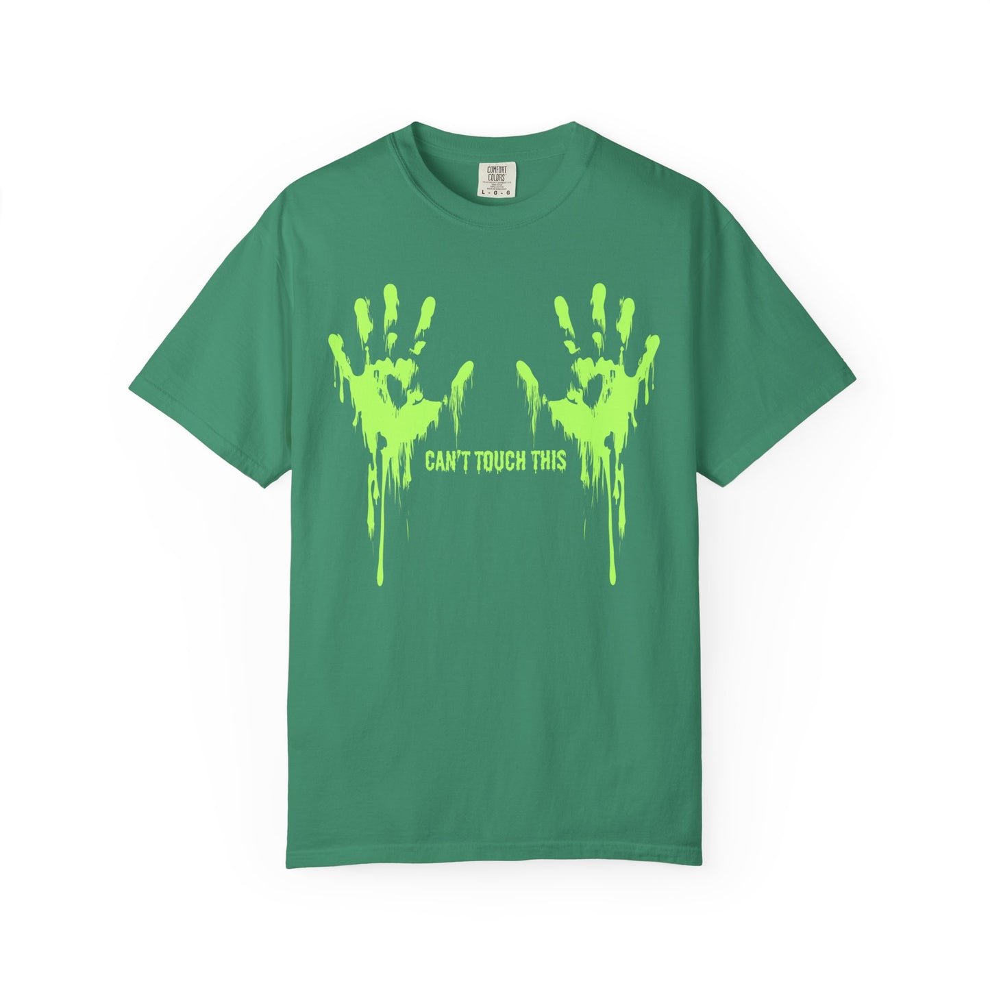 Can't Touch This Tee, Neon Handprint Unisex T-shirt, Halloween Tee, Unique Gift, Graphic Tee for Parties, Casual Wear, Trendy Streetwear