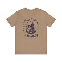 Moonlight & Mischief Witchy Tee - Unisex Short Sleeve Shirt for Halloween, Gifts for Her, Witchy Vibes, Casual Wear, Cozy Style