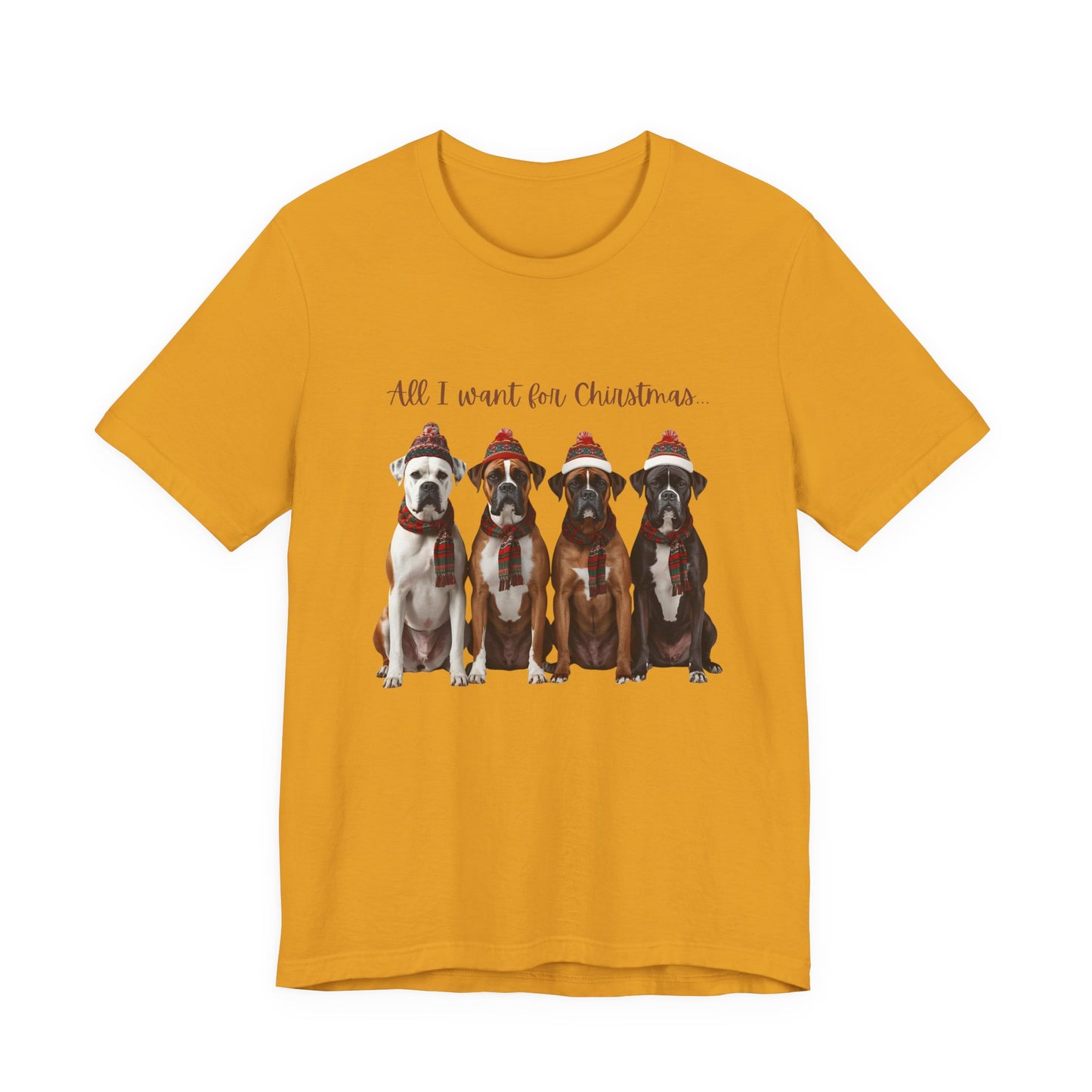 Christmas Dogs T-Shirt — "All I Want for Christmas" Holiday Boxer Dog Tee Shirt