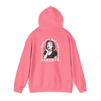 Have the Day you Deserve, Vintage Pin-Up Hoodie — Retro Woman Blowing Kiss Graphic Pullover