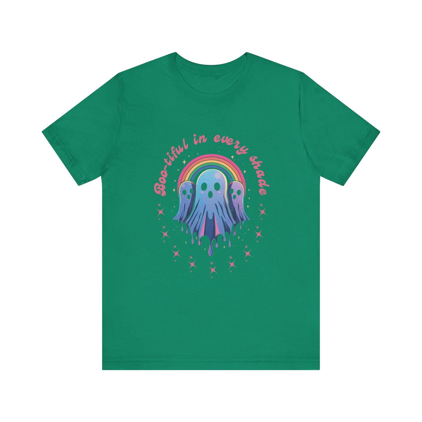 Bootiful in Every Color - Vibrant Rainbow Ghost Tee - Fun Casual T-shirt, Ghost Lovers Apparel, LGBTQ+ Pride Shirt, Halloween Costume Top, Colorful Graphic Tee