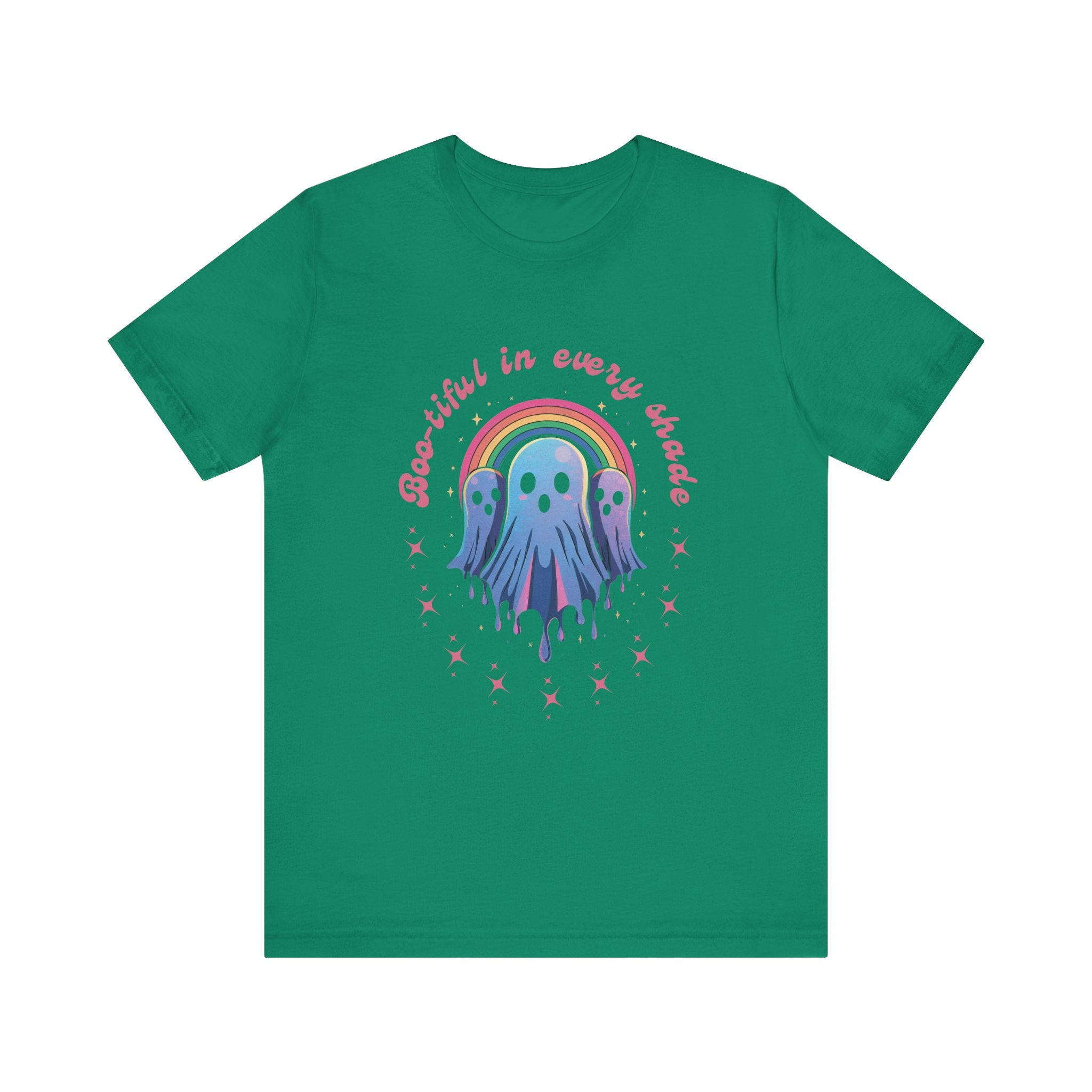 Bootiful in Every Color - Vibrant Rainbow Ghost Tee - Fun Casual T-shirt, Ghost Lovers Apparel, LGBTQ+ Pride Shirt, Halloween Costume Top, Colorful Graphic Tee