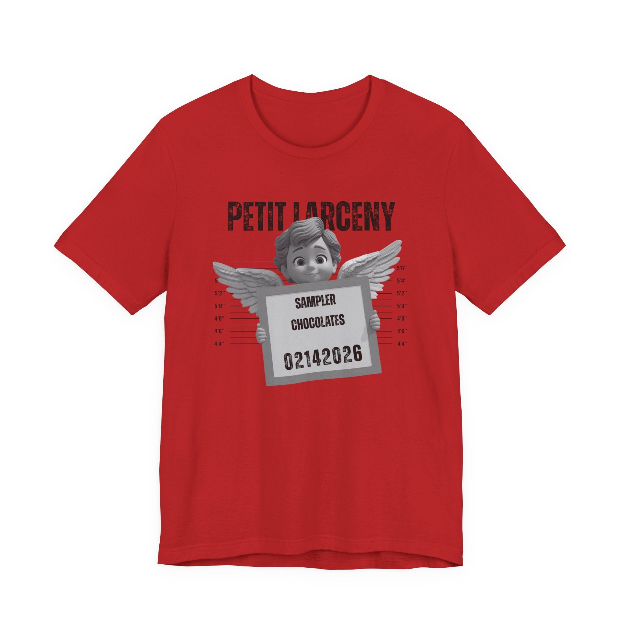 Petit Larceny Mugshot T-Shirt – 'Sampler Chocolates' Funny Arrest Graphic Tee