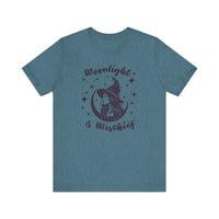 Moonlight & Mischief Witchy Tee - Unisex Short Sleeve Shirt for Halloween, Gifts for Her, Witchy Vibes, Casual Wear, Cozy Style