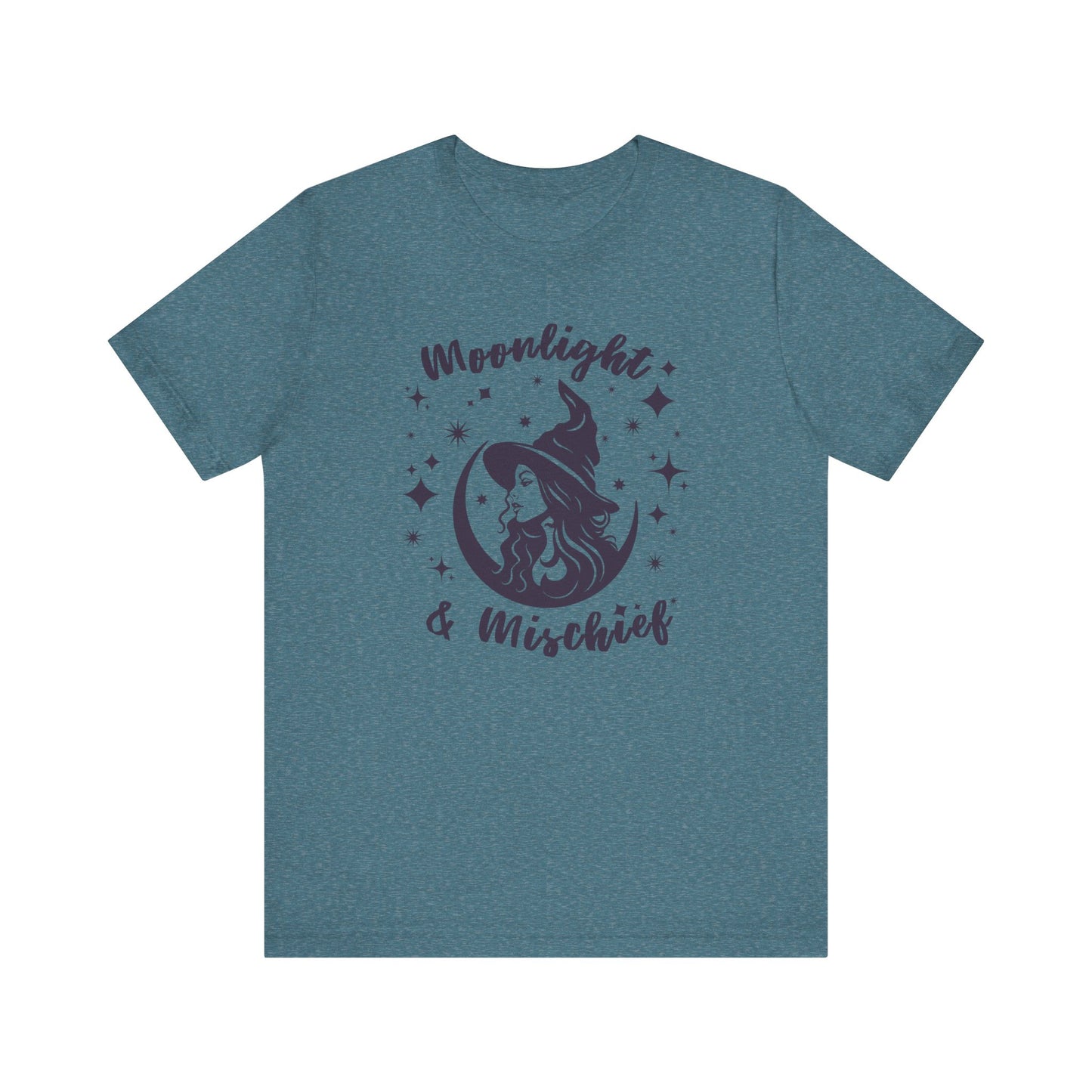 Moonlight & Mischief Witchy Tee - Unisex Short Sleeve Shirt for Halloween, Gifts for Her, Witchy Vibes, Casual Wear, Cozy Style