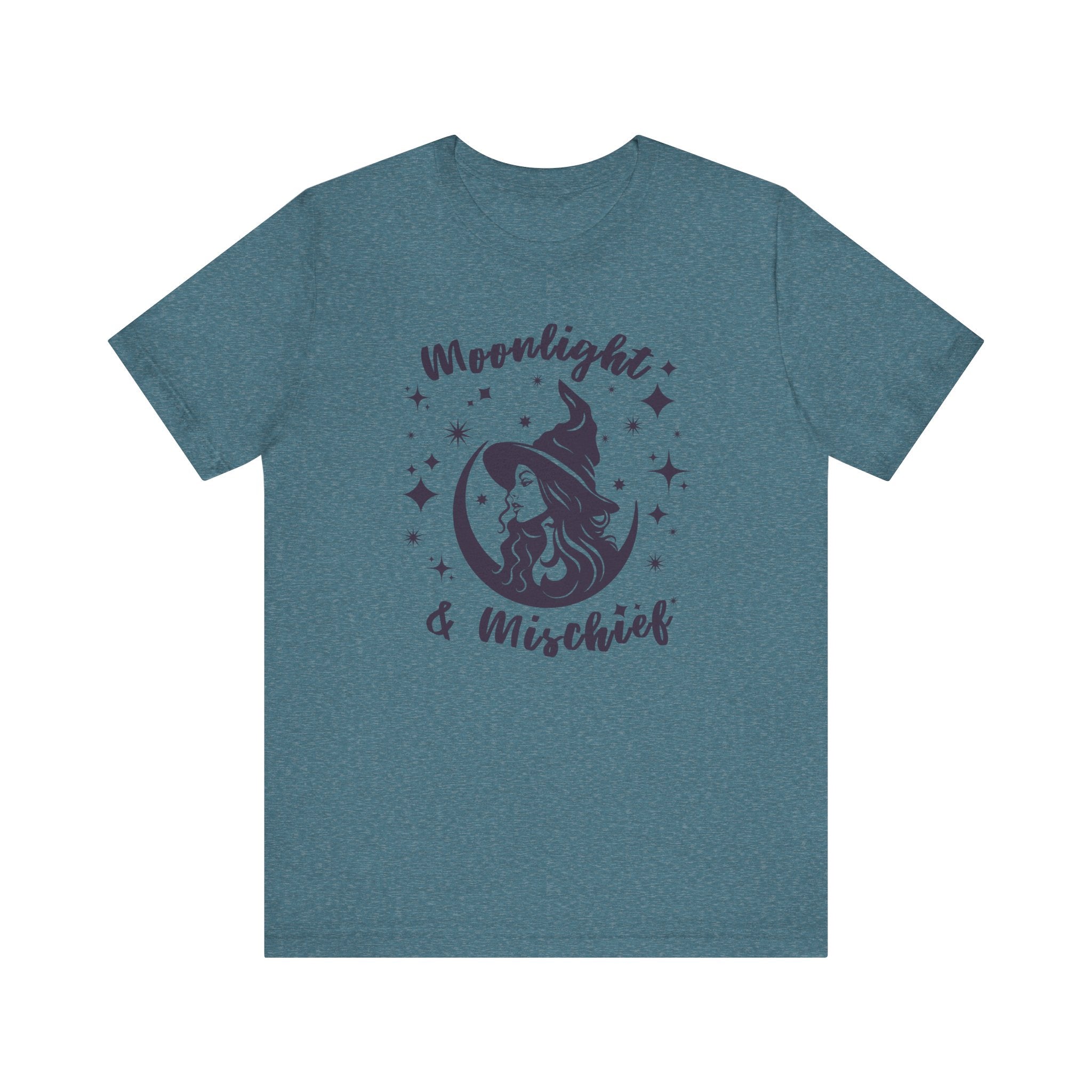 Moonlight & Mischief Witchy Tee - Unisex Short Sleeve Shirt for Halloween, Gifts for Her, Witchy Vibes, Casual Wear, Cozy Style