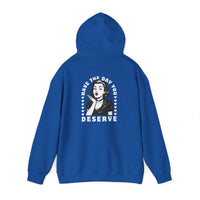 Have the Day you Deserve, Vintage Pin-Up Hoodie — Retro Woman Blowing Kiss Graphic Pullover