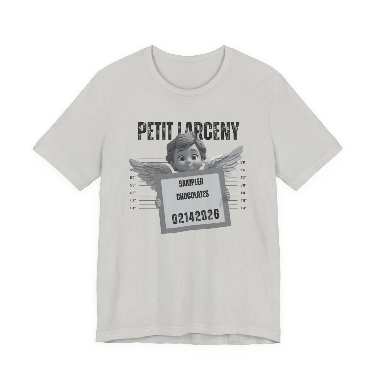 Petit Larceny Mugshot T-Shirt – 'Sampler Chocolates' Funny Arrest Graphic Tee